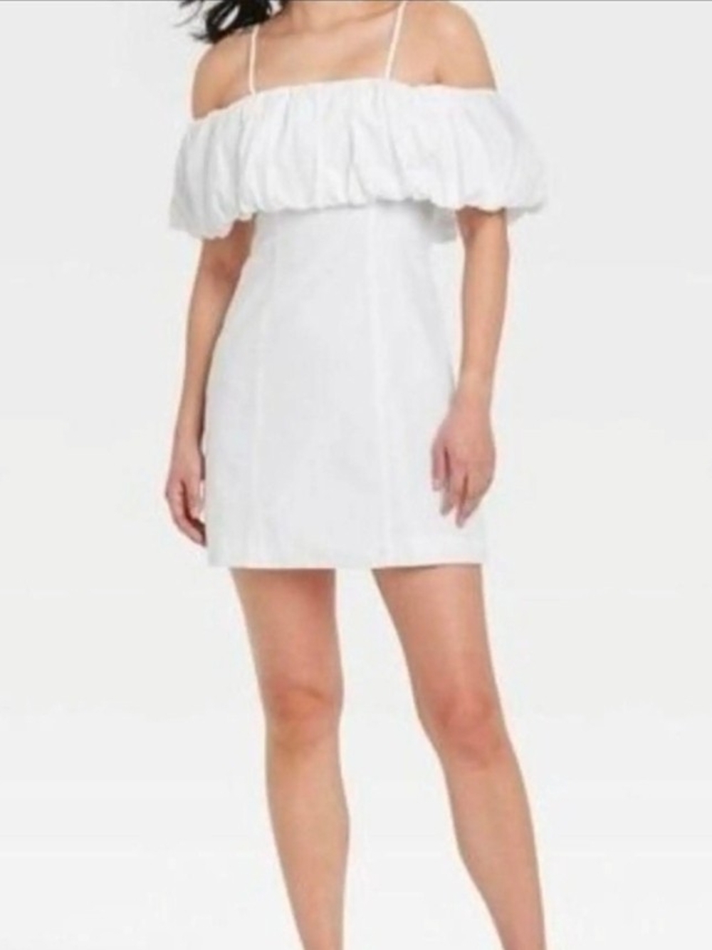 a new day White One-Shoulder Ruffle Mini Dress